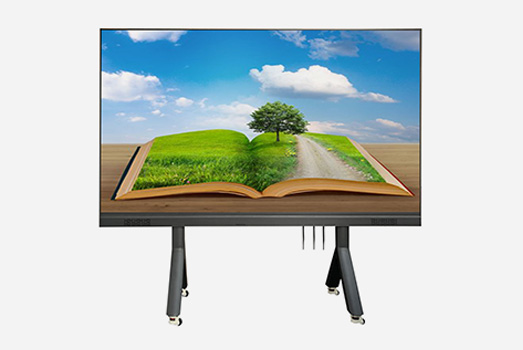A mobile LED display (led screen) shows a scenic, open - book - shaped image. The screen, on a wheeled stand, highlights the vivid visual capability of LED display tech.